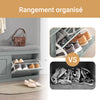SoBuy Lot FSR64-HG + FSR79-HG – Ensemble Meubles à Chaussures Gris, Banc avec Coussin + Meuble 4 Abattants 16 Paires, Rangement Entrée 2 Pièces