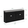 SoBuy FSR64-SCH Banc à Chaussures 2 Abattants avec Coussin Rembourré, Coffre de Rangement pour Entrée – 104x24x51 cm, Noir