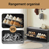 SoBuy FSR64-SCH Banc à Chaussures 2 Abattants avec Coussin Rembourré, Coffre de Rangement pour Entrée – 104x24x51 cm, Noir