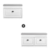 Prévente SoBuy FSR64-WG + FSR82-L-WG Ensemble Double Coffre à Chaussures avec Coussin, Rangement Abattant, Gain de Place – Effet Bois Vieilli Blanc
