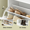 SoBuy Lot FSR64-W + FSR78-W – Ensemble Meubles à Chaussures Blanc, Banc avec Coussin + Meuble 2 Abattants, Rangement Entrée Étroit, Set 2 Pièces