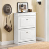 SoBuy FSR78-L-W Armoire à Chaussures 2 Abattants, Rangement 12 Paires, Slim 24cm pour Entrée Couloir – 75x24x96 cm, Blanc