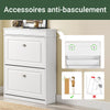 SoBuy FSR78-L-W Armoire à Chaussures 2 Abattants, Rangement 12 Paires, Slim 24cm pour Entrée Couloir – 75x24x96 cm, Blanc