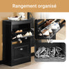 SoBuy FSR78-SCH Armoire à Chaussures 2 Abattants, Rangement 8 Paires pour Entrée Couloir – 54x24x83 cm, Noir