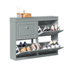 SoBuy FSR79-HG Armoire à Chaussures 4 Abattants, 16 Paires, Certifié FSC®, Slim 24cm – Gris