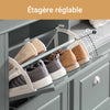 SoBuy FSR79-HG Armoire à Chaussures 4 Abattants, 16 Paires, Certifié FSC®, Slim 24cm – Gris