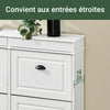 SoBuy FSR79-WG + FSR82-K-WG Ensemble Armoire à Chaussures 4 Abattants et Coffre avec Coussin, Rangement 20 Paires – Effet Bois Vieilli Blanc