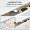 SoBuy FSR79-WG + FSR82-K-WG Ensemble Armoire à Chaussures 4 Abattants et Coffre avec Coussin, Rangement 20 Paires – Effet Bois Vieilli Blanc