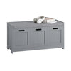 SoBuy FSR80-SG Banc à Chaussures avec Coussin Rembourré, 2 Portes et 1 Cube de Rangement pour Entrée – 90x35x45 cm, Gris Argenté