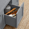SoBuy FSR80-SG Banc à Chaussures avec Coussin Rembourré, 2 Portes et 1 Cube de Rangement pour Entrée – 90x35x45 cm, Gris Argenté