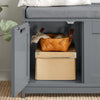 SoBuy FSR80-SG Banc à Chaussures avec Coussin Rembourré, 2 Portes et 1 Cube de Rangement pour Entrée – 90x35x45 cm, Gris Argenté