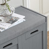 SoBuy FSR80-SG Banc à Chaussures avec Coussin Rembourré, 2 Portes et 1 Cube de Rangement pour Entrée – 90x35x45 cm, Gris Argenté