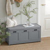 SoBuy FSR80-SG Banc à Chaussures avec Coussin Rembourré, 2 Portes et 1 Cube de Rangement pour Entrée – 90x35x45 cm, Gris Argenté