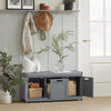 SoBuy FSR80-SG Banc à Chaussures avec Coussin Rembourré, 2 Portes et 1 Cube de Rangement pour Entrée – 90x35x45 cm, Gris Argenté