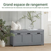 SoBuy FSR80-SG Banc à Chaussures avec Coussin Rembourré, 2 Portes et 1 Cube de Rangement pour Entrée – 90x35x45 cm, Gris Argenté
