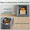 SoBuy FSR80-SG Banc à Chaussures avec Coussin Rembourré, 2 Portes et 1 Cube de Rangement pour Entrée – 90x35x45 cm, Gris Argenté