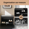 SoBuy FSR82-K-SCH Banc à Chaussures avec Coussin Rembourré et 1 Abattant, Slim 24cm pour Entrée – 60x24x51 cm, Noir