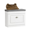 SoBuy FSR82-K-W Banc à Chaussures avec Coussin Rembourré et 1 Abattant, Slim 24cm pour Entrée – 60x24x51 cm, Blanc