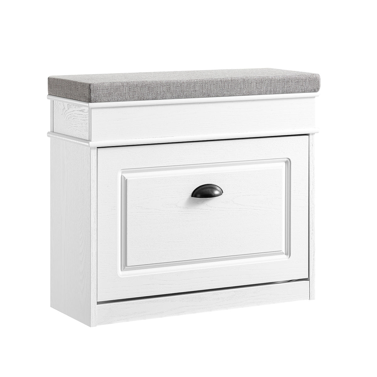 SoBuy FSR82-K-WG Banc à Chaussures avec Coussin Rembourré et 1 Abattant, Slim 24cm pour Entrée – 61x24x51 cm, Effet Bois Viei