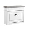 SoBuy FSR82-K-WG Banc à Chaussures avec Coussin Rembourré et 1 Abattant, Slim 24cm pour Entrée – 61x24x51 cm, Effet Bois Vieilli Blanc