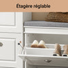 SoBuy FSR82-K-W Banc à Chaussures avec Coussin Rembourré et 1 Abattant, Slim 24cm pour Entrée – 60x24x51 cm, Blanc