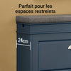 SoBuy FSR82-L-B Banc à Chaussures 75cm – Coussin, 1 Abattant, Tiroir, Crochet, 150kg, FSC®, Slim 24cm – Bleu