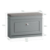 SoBuy FSR82-L-HG Banc à Chaussures avec Coussin Rembourré et 1 Abattant, Slim 24cm pour Entrée – 75x24x51 cm, Gris