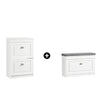 Prévente SoBuy Lot FSR82-L-W + FSR78-W – Ensemble Meubles à Chaussures Blanc, Banc avec Coussin + Meuble 2 Abattants 8 Paires, Rangement Entrée 2 Pièces