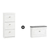 Prévente SoBuy Lot FSR82-L-W + FSR94-W – Ensemble Meubles à Chaussures Blanc, Banc avec Coussin + Meuble 3 Abattants 12 Paires, Rangement Entrée 2 Pièces
