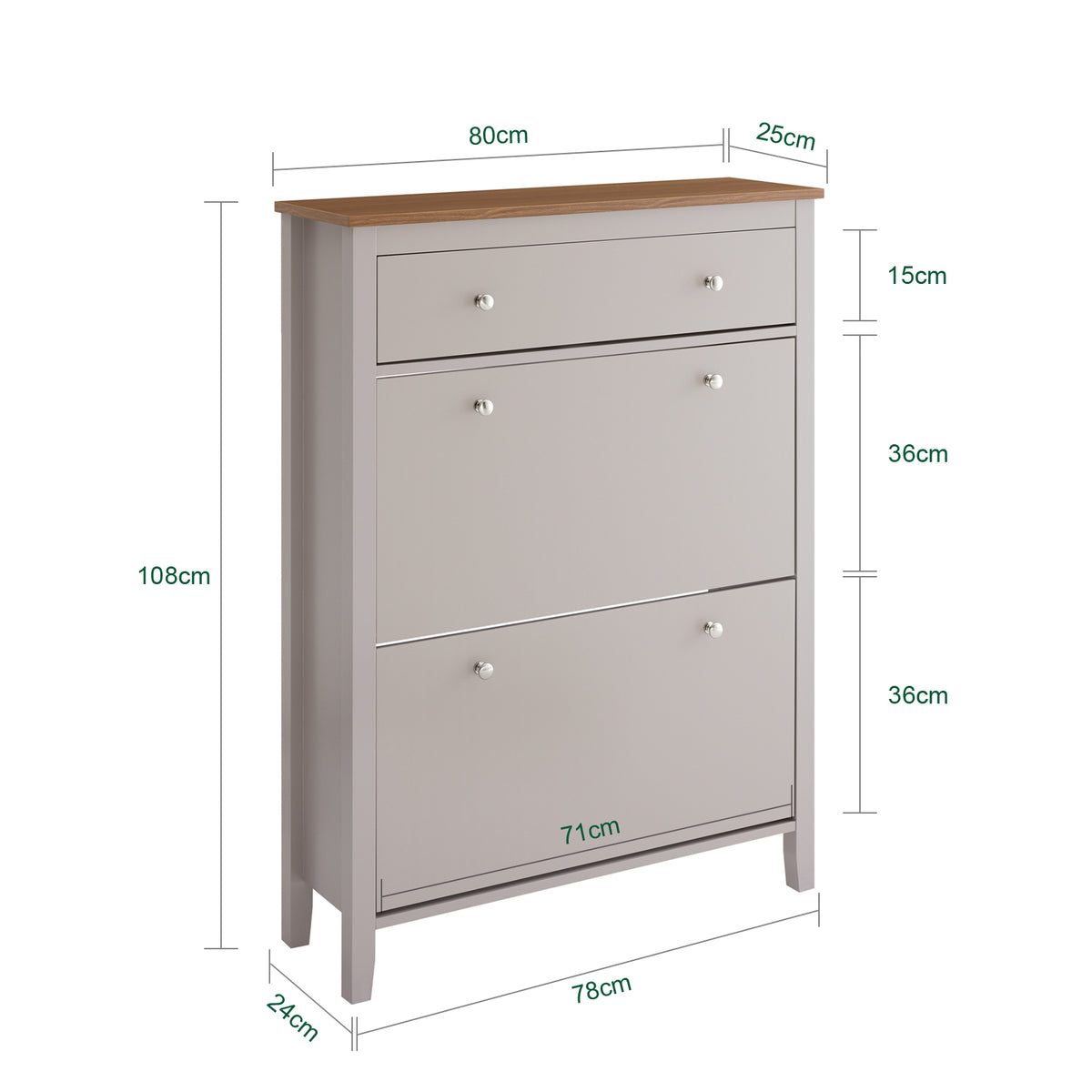 SoBuy FSR89-KA Armoire à Chaussures 2 Abattants et Tiroir – 12 Paires, 80×25×108 cm, Marron Clair