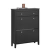 SoBuy FSR89-SCH Armoire à Chaussures 2 Abattants et Grand Tiroir, Rangement 12 Paires pour Entrée Couloir – 80x25x108 cm, Noir