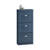 SoBuy FSR94-B – Armoire à Chaussures Slim 24 cm – 3 Abattants, Tiroir et Crochet – 12 Paires – Bleu FSC®
