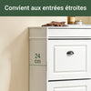 SoBuy FSR94-WG Meuble à Chaussures Gain de Place – Entrée Étroite – 53x24x118 cm Effet Bois Blanc