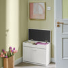 SoBuy FSR95-W Banc à Chaussures avec Coussin Rembourré et 1 Abattant Rabattable pour Entrée – 60x30x50 cm, Blanc