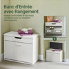SoBuy FSR95-W Banc à Chaussures avec Coussin Rembourré et 1 Abattant Rabattable pour Entrée – 60x30x50 cm, Blanc