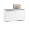 Prévente SoBuy FSR98-L-W Banc à Chaussures avec Coussin Rembourré et 1 Abattant pour Entrée Couloir – 80x26x45 cm, Blanc