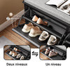SoBuy FSR98-XL-SCH Banc Chaussures Entrée Meuble Chaussure avec Assise Coussin Rembourré et 2 Abattants - Meuble de Rangement Chaussures, L100 x P26 x H46 cm - Capacité de Charge 158 kg, Noir