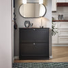 SoBuy FSR99-SCH Meuble à Chaussures Meuble Chaussures Entrée - 2 Abattants Fins Peu Encombrant + Rangement Compact pour 8-10 Paires - pour Couloir Appartement - Noir 76x18x78cm