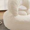 SoBuy FST100-MI Fauteuil Relax Scandinave avec Pouf et Dossier Inclinable – Velours Côtelé – 110×125×65 cm, Blanc Crème