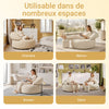 SoBuy FST100-MI Fauteuil Relax Scandinave avec Pouf et Dossier Inclinable – Velours Côtelé – 110×125×65 cm, Blanc Crème