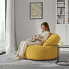 SoBuy FST100-Y Fauteuil Relax Scandinave en Velours Côtelé Jaune avec Pouf – Dossier Inclinable – 110×125×65 cm, Jaune