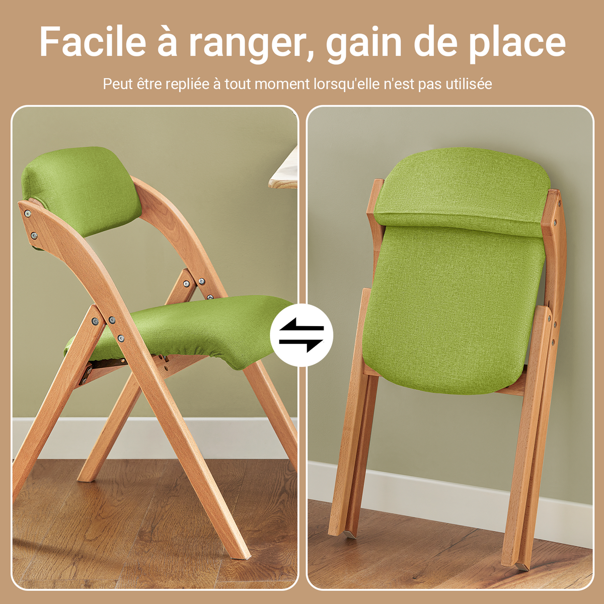 SoBuy FST92-GR Chaise Pliante Rembourrée en Bois – Vert