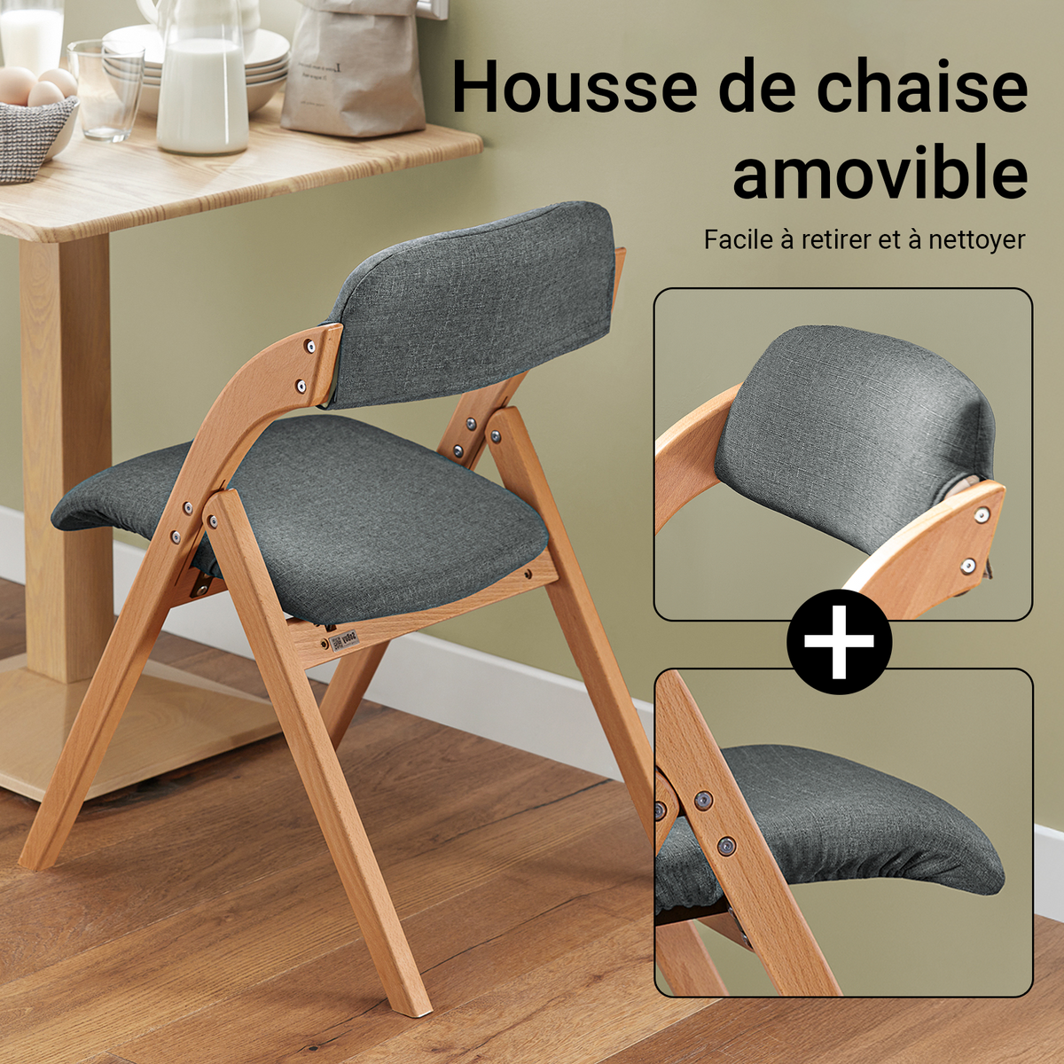 SoBuy FST92-SG Chaise Pliante Rembourrée en Bois – Gris Foncé