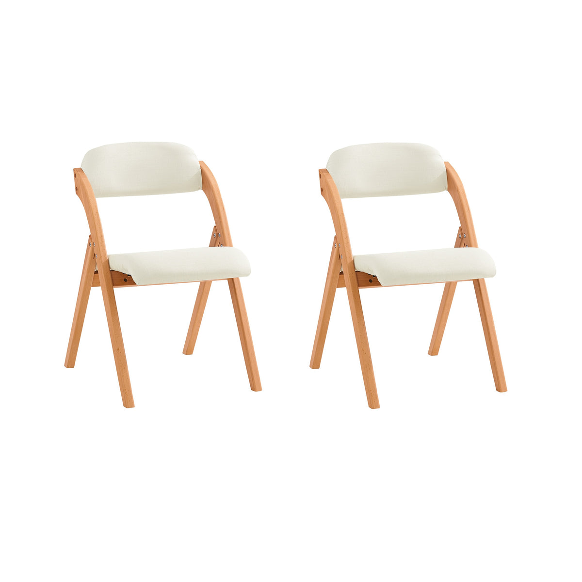 SoBuy FST92-Wx2 Lot de 2 Chaises Pliantes en Bois Massif avec Housse Lavable – Crème