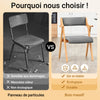 SoBuy FST98-HGx2 Chaise Salle à Manger Pliante en Bois avec Coussin – Chaises de Cuisine et Chaise de Salon Pliable Confortable, Chaises Bois pour Bureau ou Jardin, Gain de Place, Gris