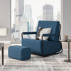 SoBuy FST99-B Fauteuil de Salon en Velours avec Repose-Pieds – Design Industriel Confortable – 59,5×67×78 cm, Bleu Nuit