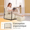 SoBuy FST99-MI Fauteuil Velours Confortable Design Industriel – Structure Métallique – 59×74×78 cm, Blanc Crème