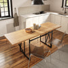 SoBuy FWT113-N Table à Manger Pliante et Extensible 3 Formats (10–153–200 cm), 2 à 8 Personnes, Plateau Effet Bois et Cadre Métal – Naturel