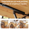 SoBuy FWT113-N Table à Manger Pliante et Extensible 3 Formats (10–153–200 cm), 2 à 8 Personnes, Plateau Effet Bois et Cadre Métal – Naturel