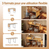 SoBuy FWT113-N Table à Manger Pliante et Extensible 3 Formats (10–153–200 cm), 2 à 8 Personnes, Plateau Effet Bois et Cadre Métal – Naturel